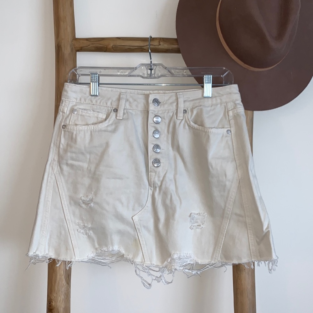 We The Free High Waist Denim Skirt